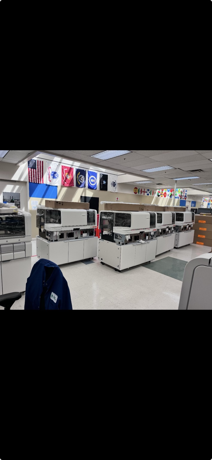 Rows of specialty equipment positioned inside a facility